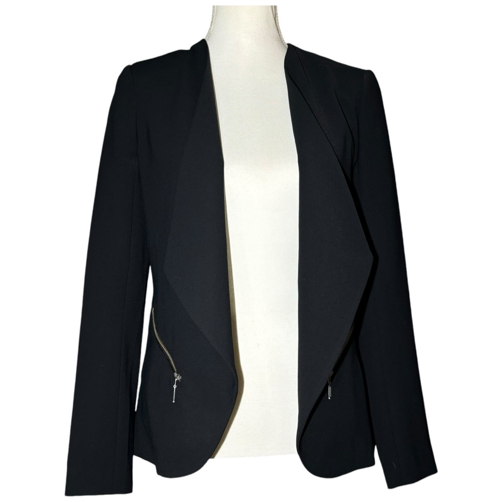 Trouve Women's Small Open Front Waterfall Draped Split Pocket Blazer‎ Jacket